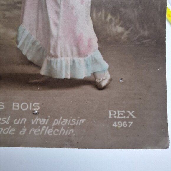 Idylle Sous Bois Antique Postcard Lover Scene French Writing Sentimental Wedding - Picture 6 of 9